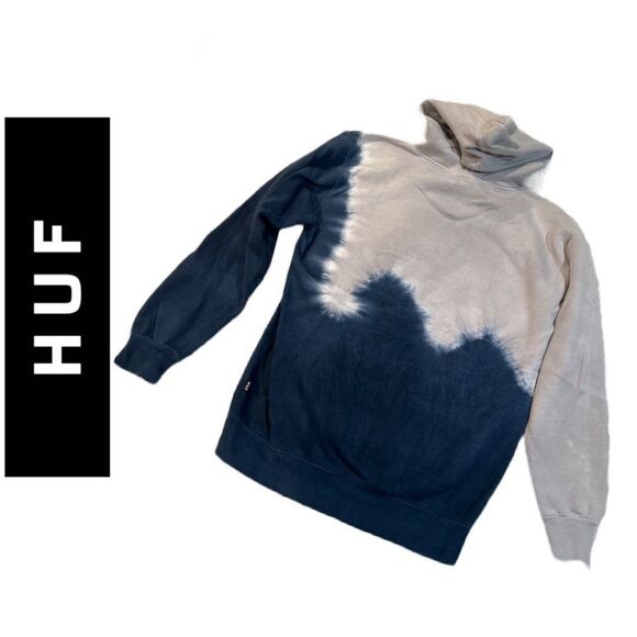 HUF Peak Indigo and Grey Tie Dyed Hoodie - Size M - Picture 3 of 4